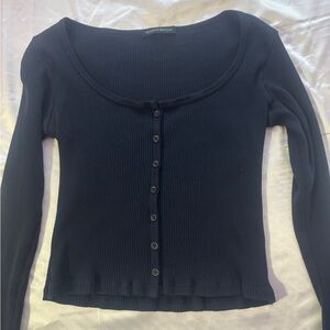 Brandy Melville Navy Button Up Long Sleeve